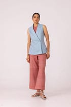 Moira Red Handwoven Denim Pants view 8