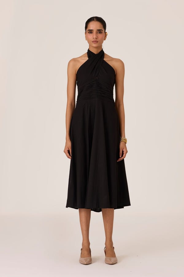 The Summer House — Samaria Black Halter Dress