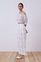 Ratan Red Hand Printed Pants view 3