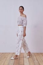 Ratan Red Hand Printed Pants view 5