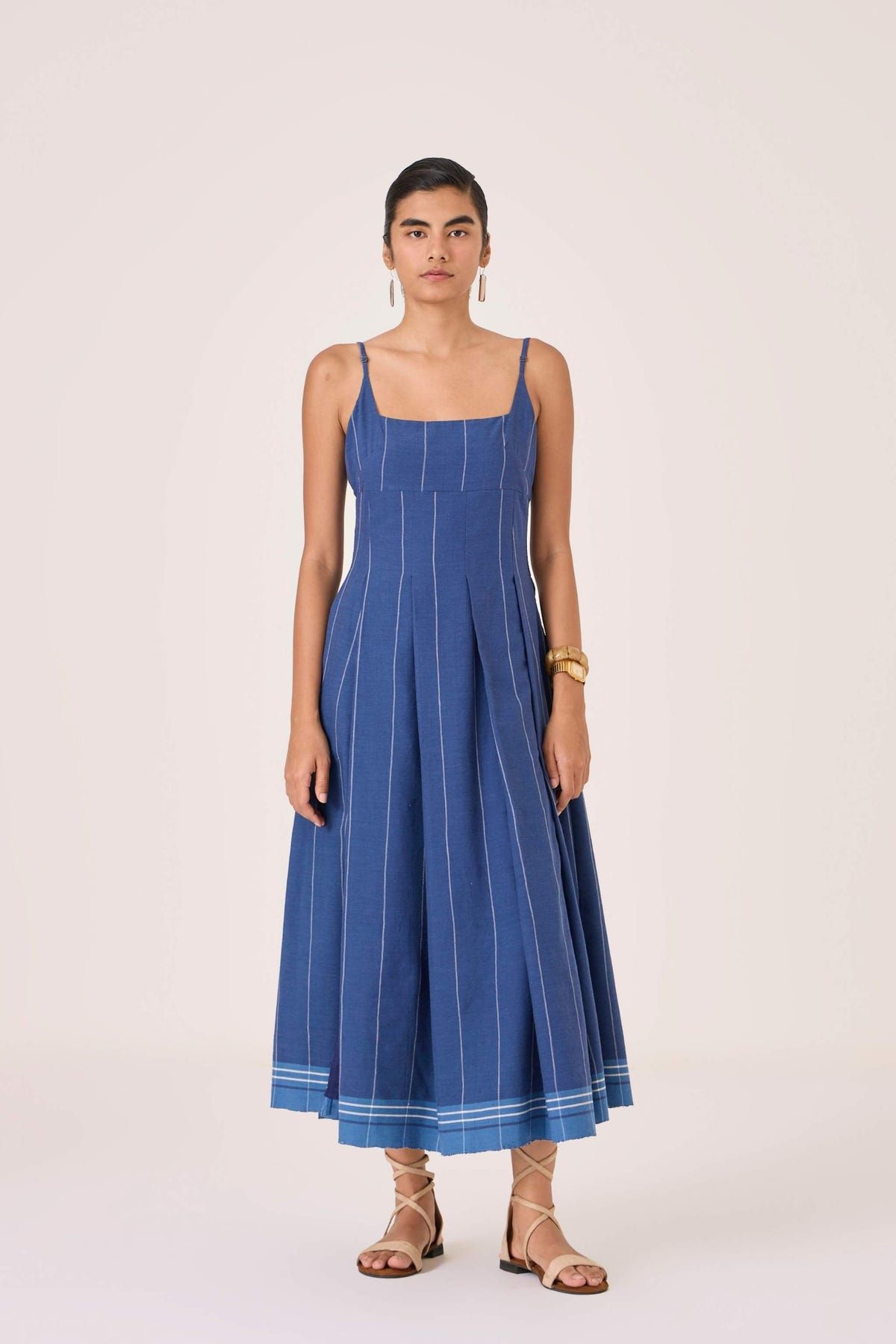 Yapa Indigo Handwoven Striped Dress - image 3