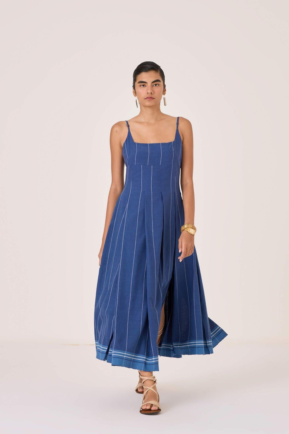 Yapa Indigo Handwoven Striped Dress - image 4