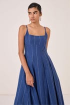 Yapa Indigo Handwoven Striped Dress view 5
