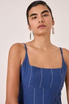 Yapa Indigo Handwoven Striped Dress view 6