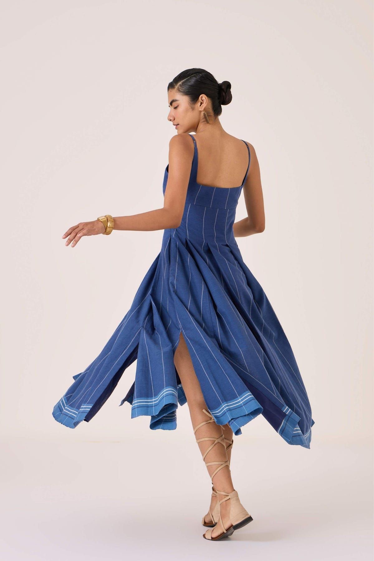 Yapa Indigo Handwoven Striped Dress - image 10
