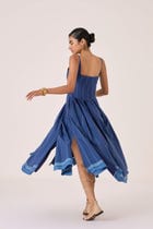 Yapa Indigo Handwoven Striped Dress view 10