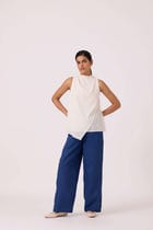 Sonya White Handwoven Halter Top view 2