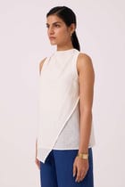 Sonya White Handwoven Halter Top view 3
