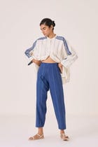 Edha Indigo Striped Pants view 1