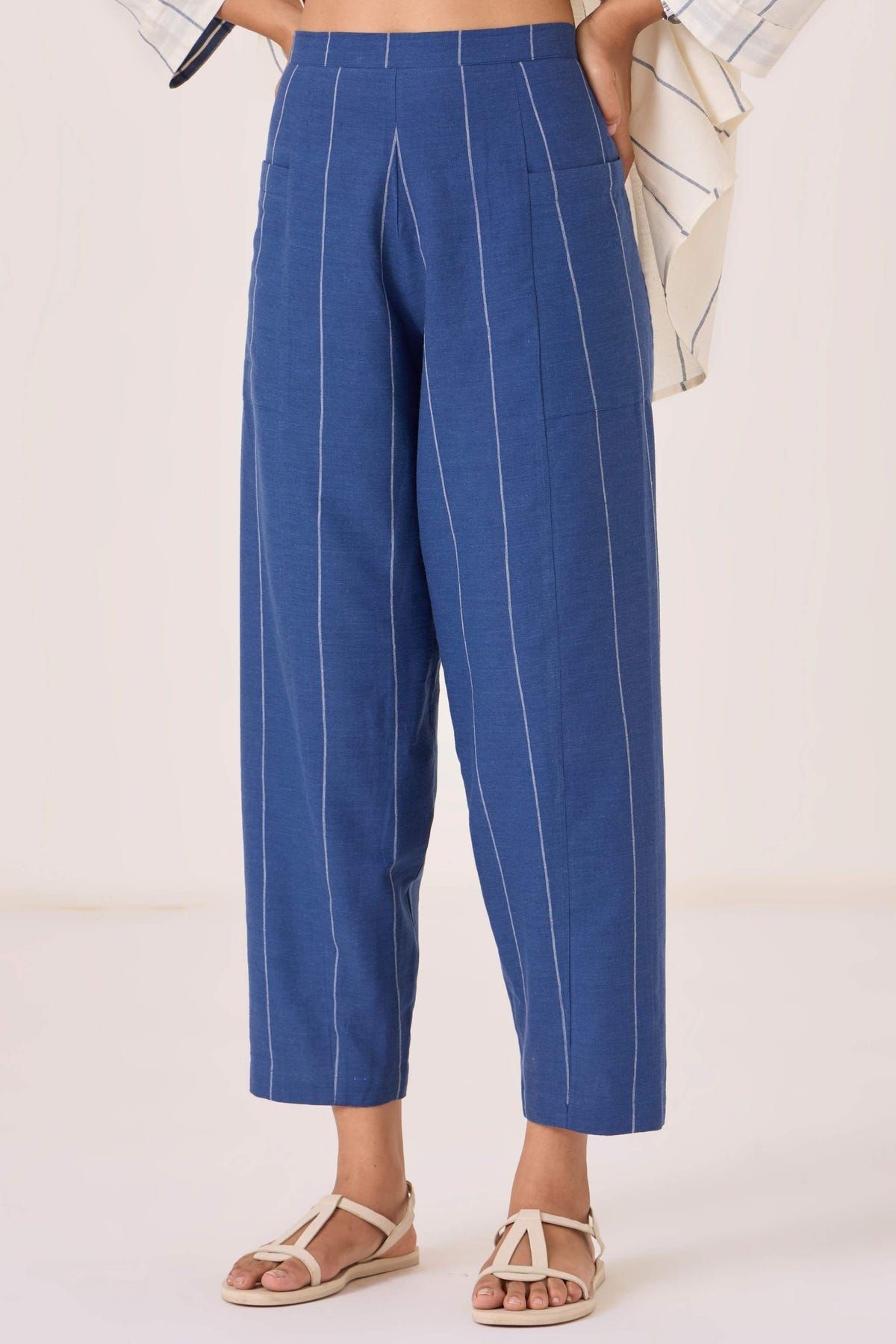 Edha Indigo Striped Pants - image 3