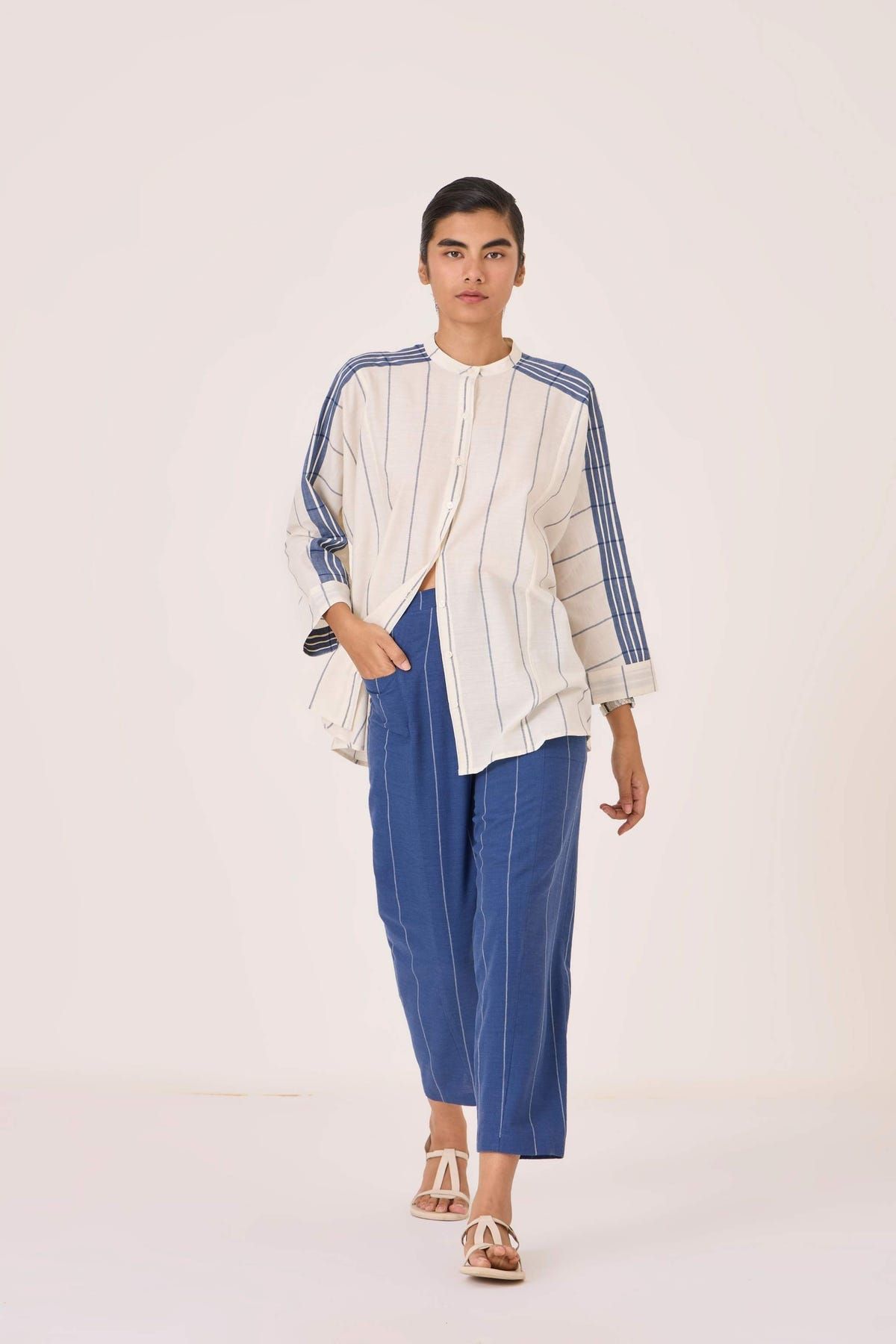 Edha Indigo Striped Pants - image 6