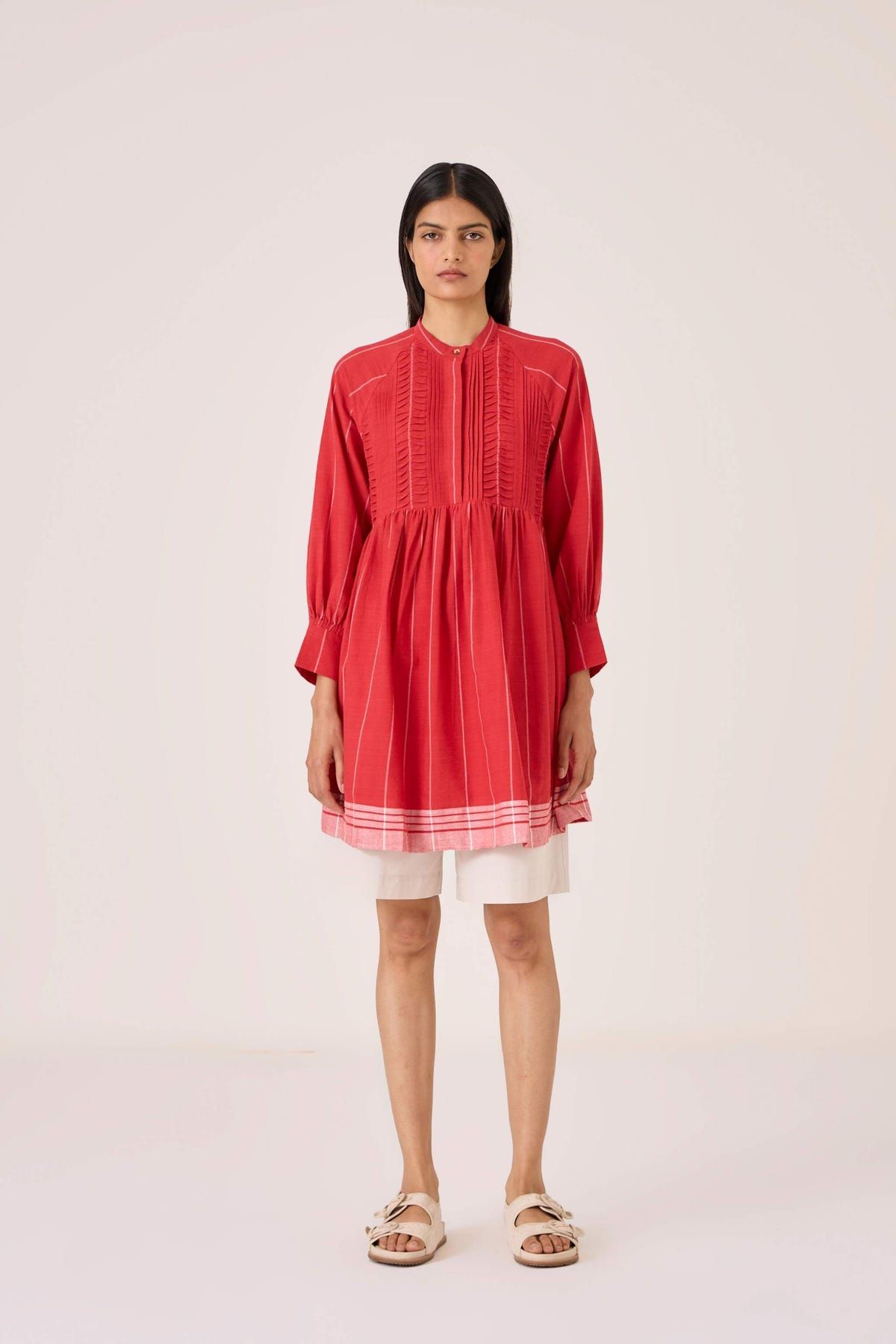 Amila Red Stripe Shirt Dress - image 11