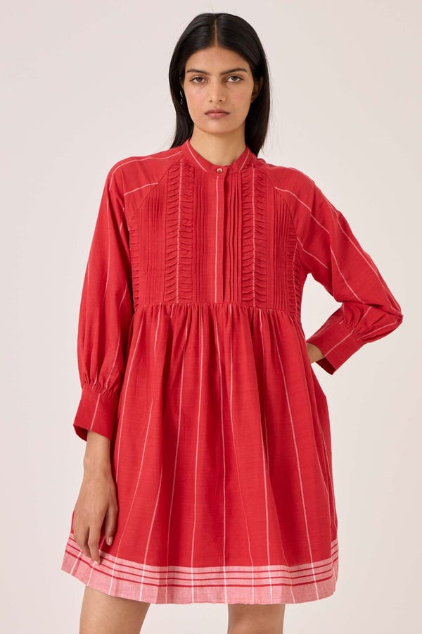 The Summer House — Amila Red Stripe Shirt Dress