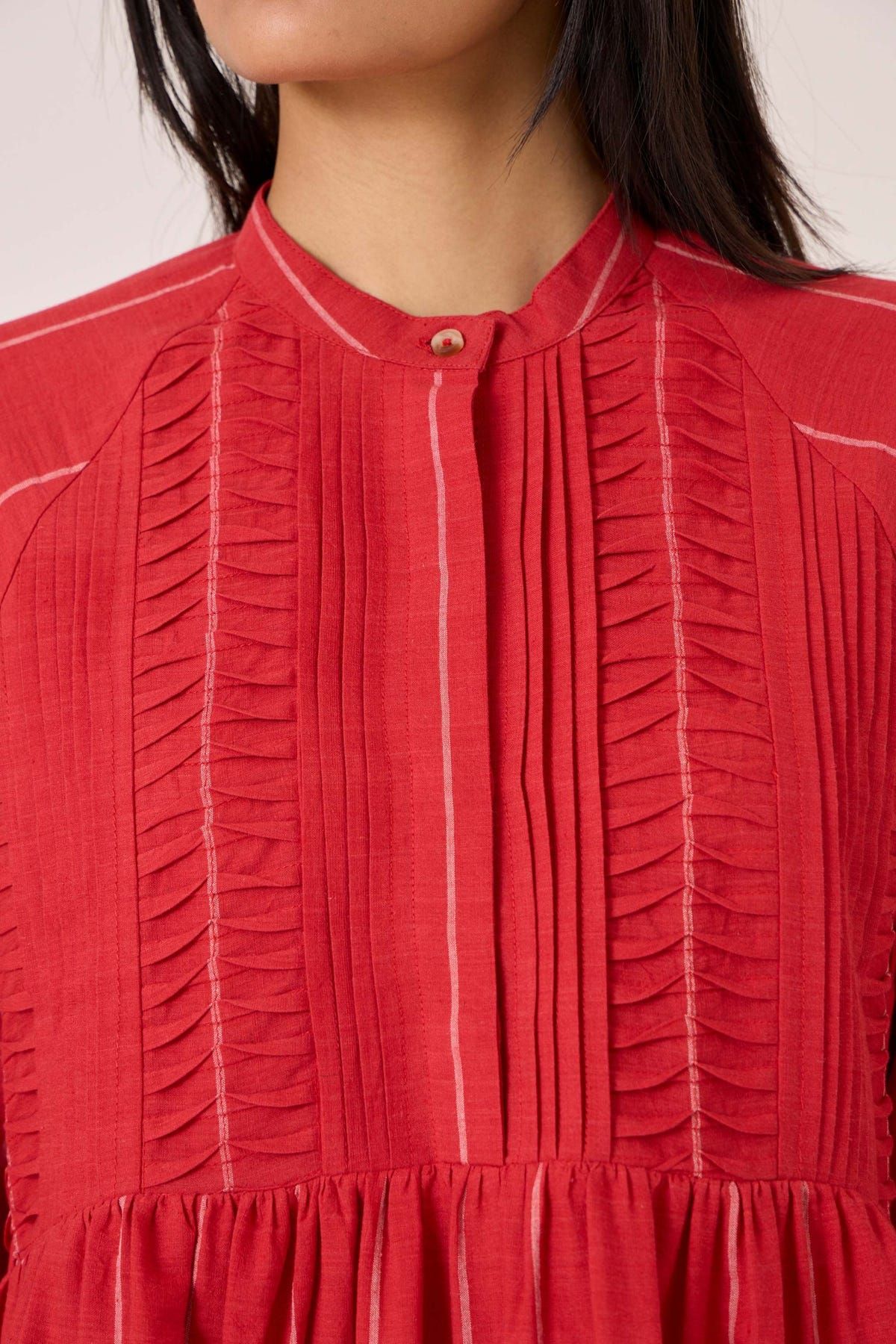 Amila Red Stripe Shirt Dress - image 3