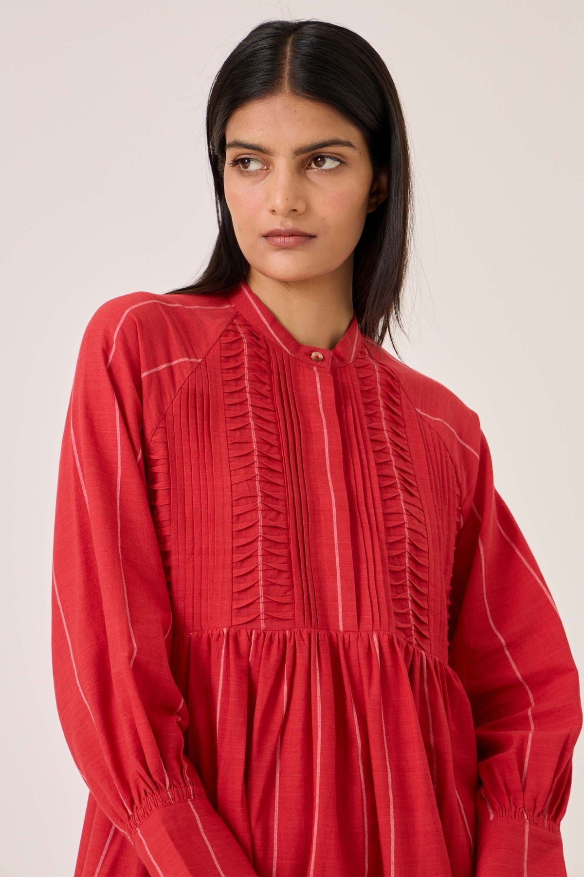 Amila Red Stripe Shirt Dress - image 6