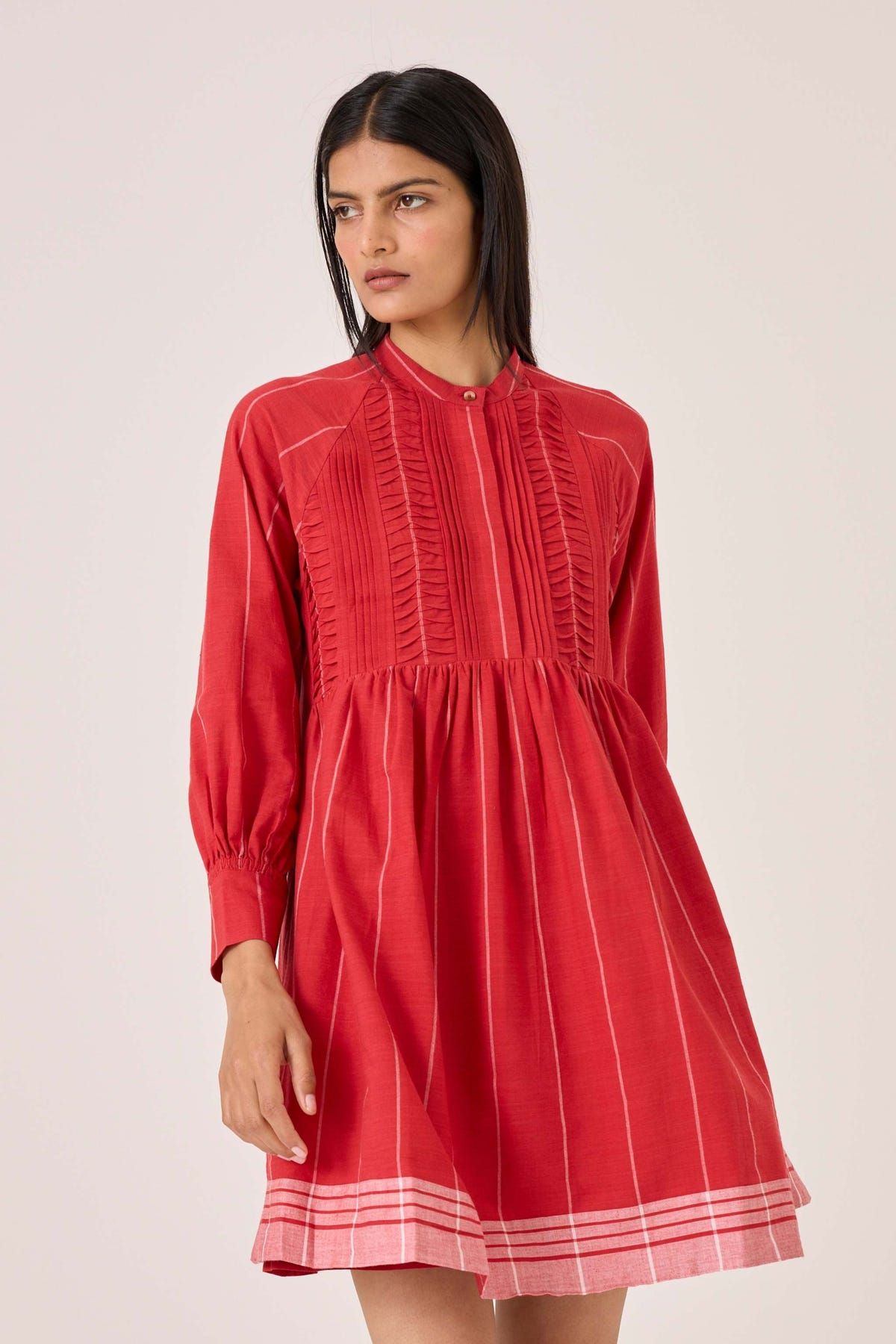 Amila Red Stripe Shirt Dress - image 7