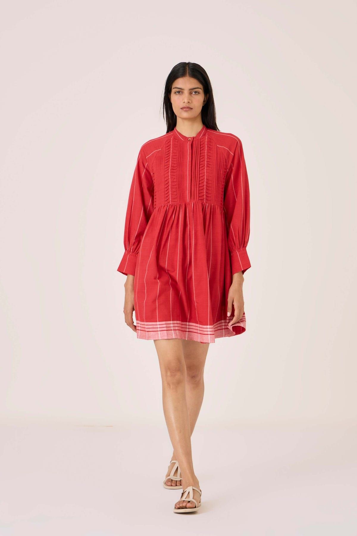 Amila Red Stripe Shirt Dress - image 9