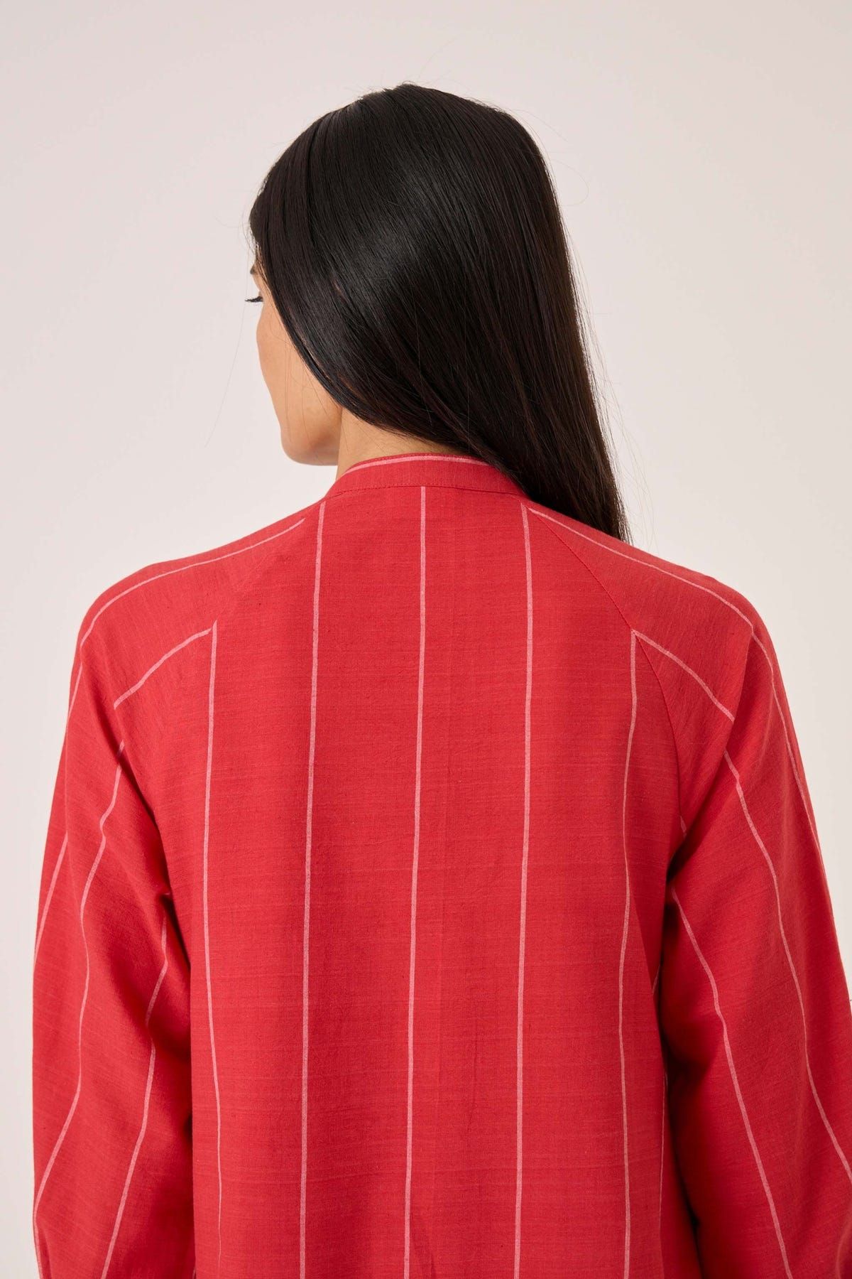 Amila Red Stripe Shirt Dress - image 10