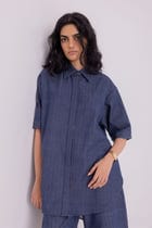 Ava Blue Handwoven Denim Shirt view 1