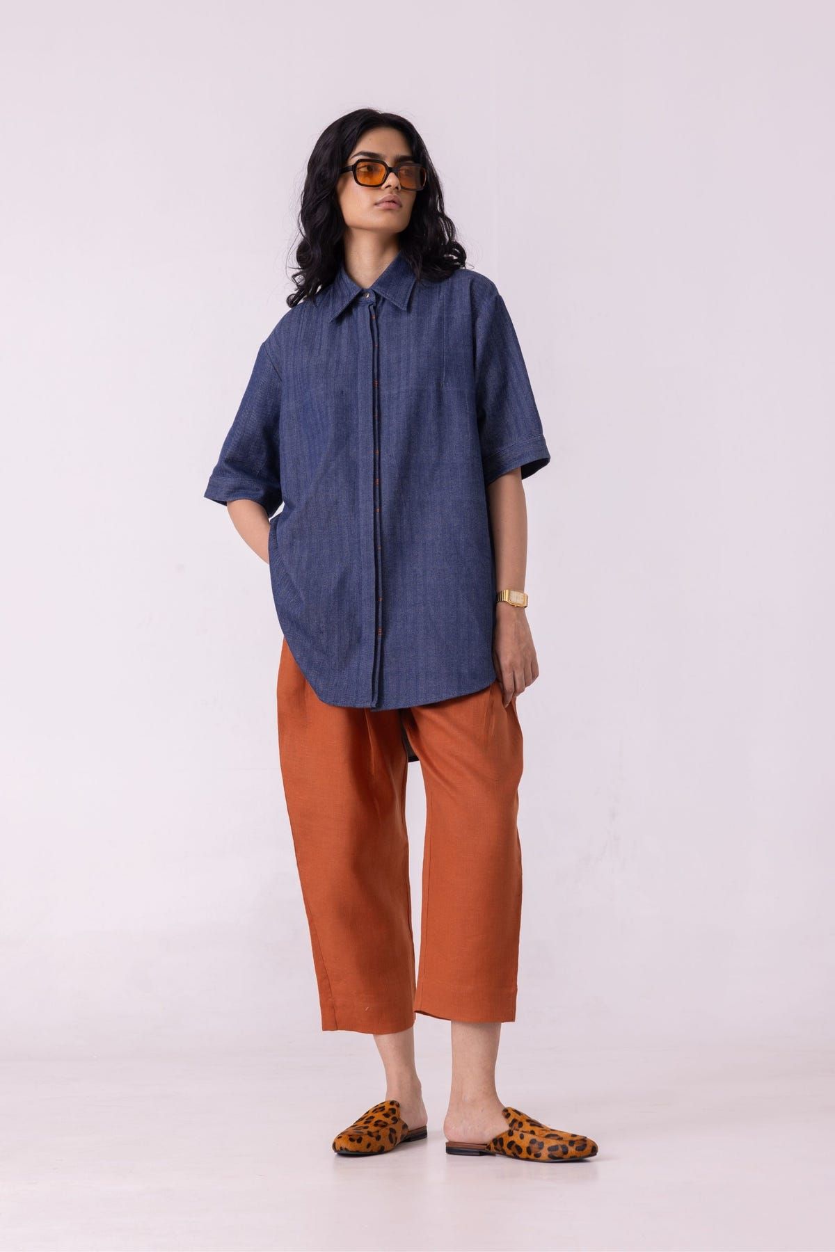 Ava Blue Handwoven Denim Shirt - image 12