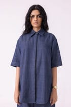 Ava Blue Handwoven Denim Shirt view 2