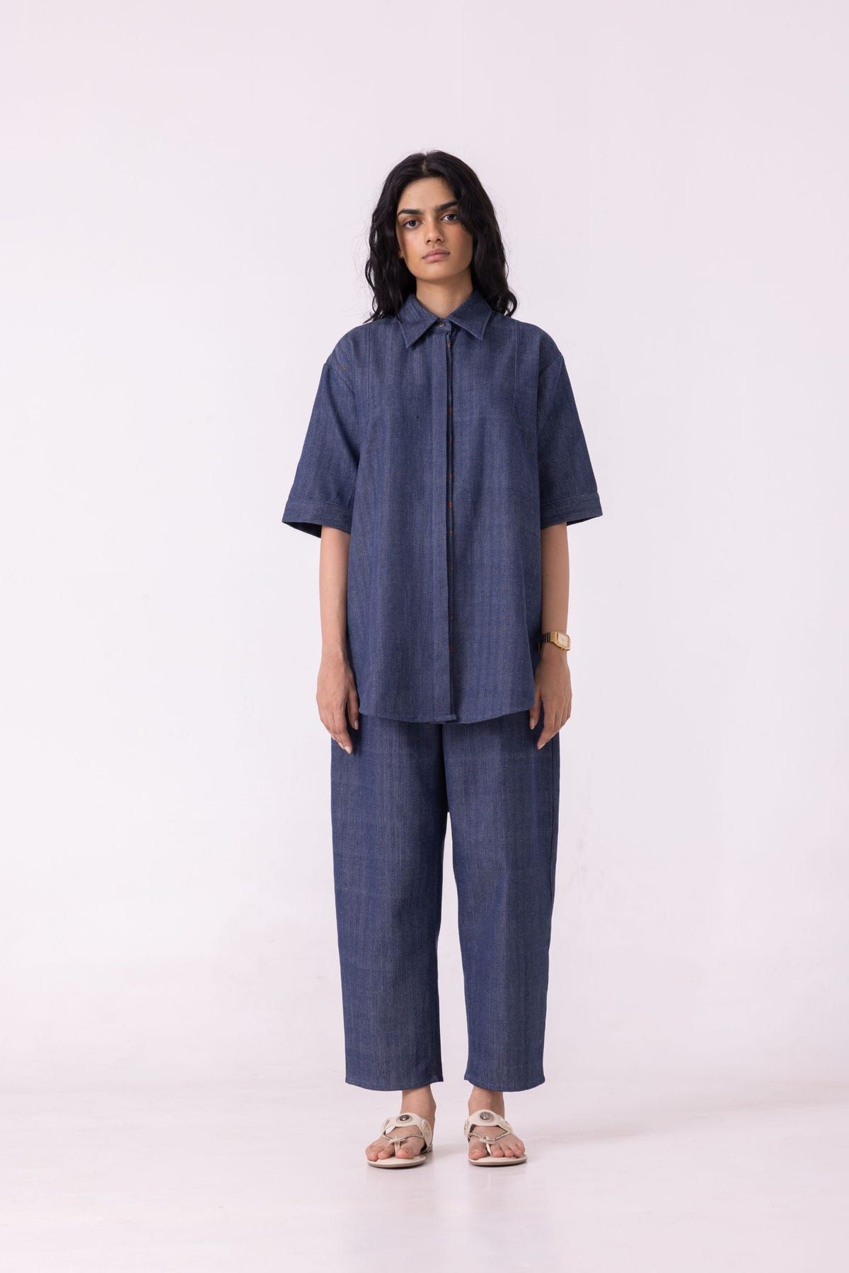 Ava Blue Handwoven Denim Shirt - image 3