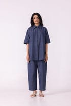Ava Blue Handwoven Denim Shirt view 3
