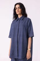Ava Blue Handwoven Denim Shirt view 4