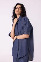 Ava Blue Handwoven Denim Shirt view 8