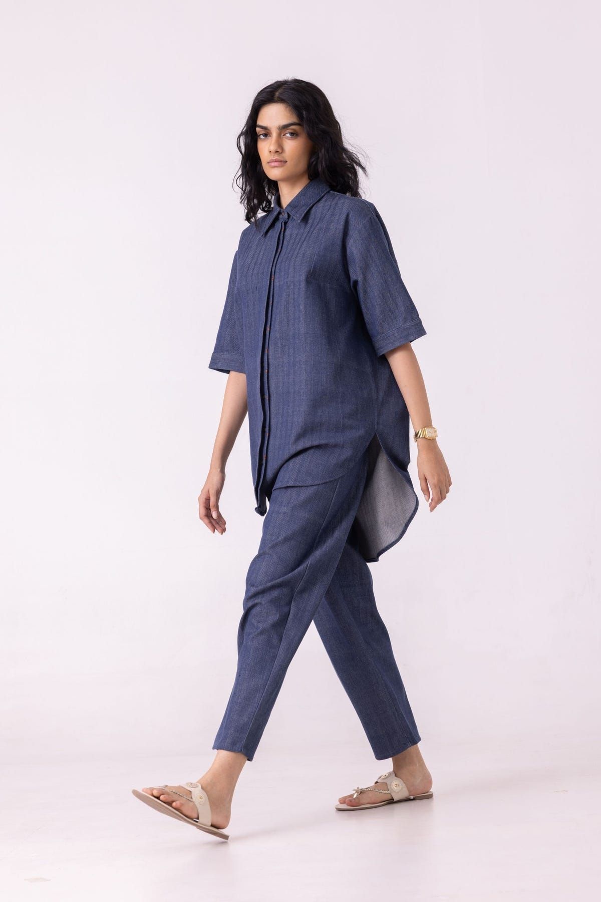 Ava Blue Handwoven Denim Shirt - image 9