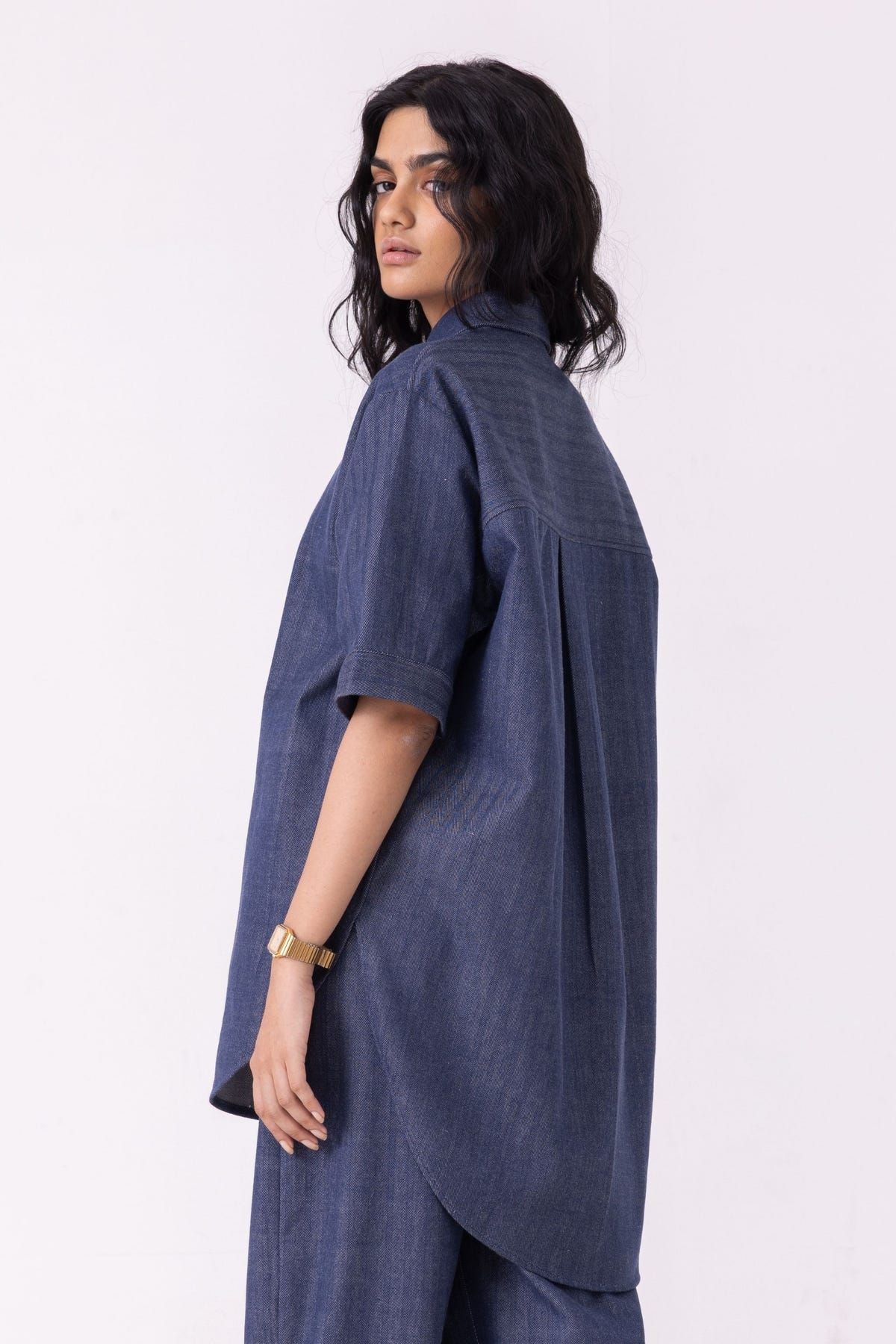 Ava Blue Handwoven Denim Shirt - image 10