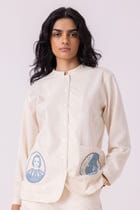 Alma Off White Handwoven Shacket view 1
