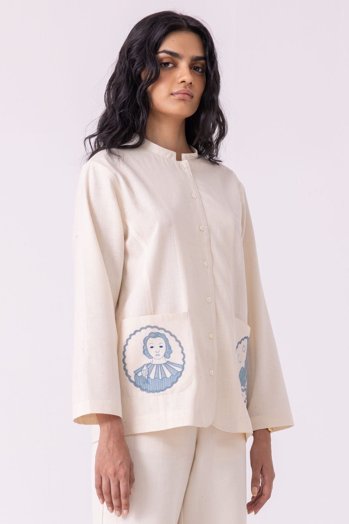 Alma Off White Handwoven Shacket - image 3