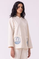 Alma Off White Handwoven Shacket view 3