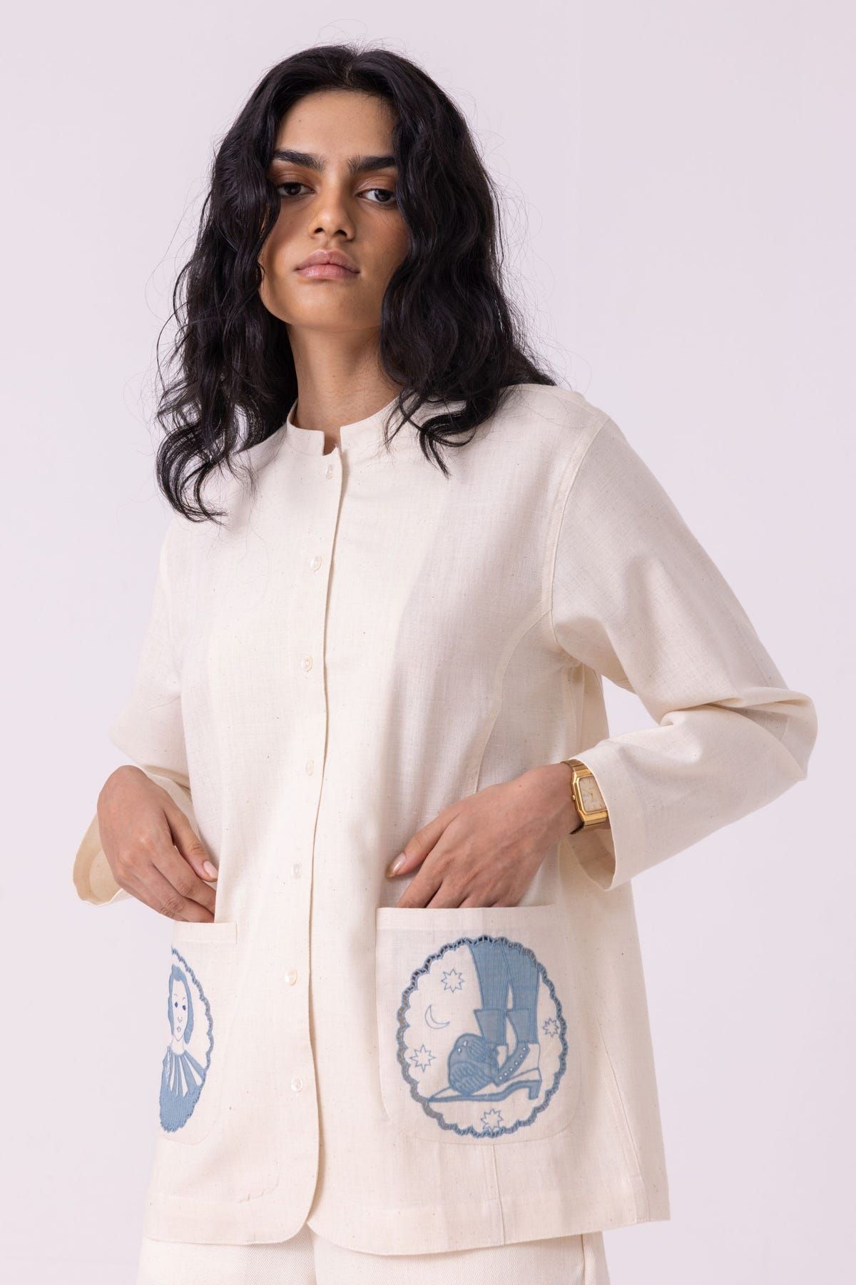 Alma Off White Handwoven Shacket - image 5