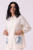 Alma Off White Handwoven Shacket view 5