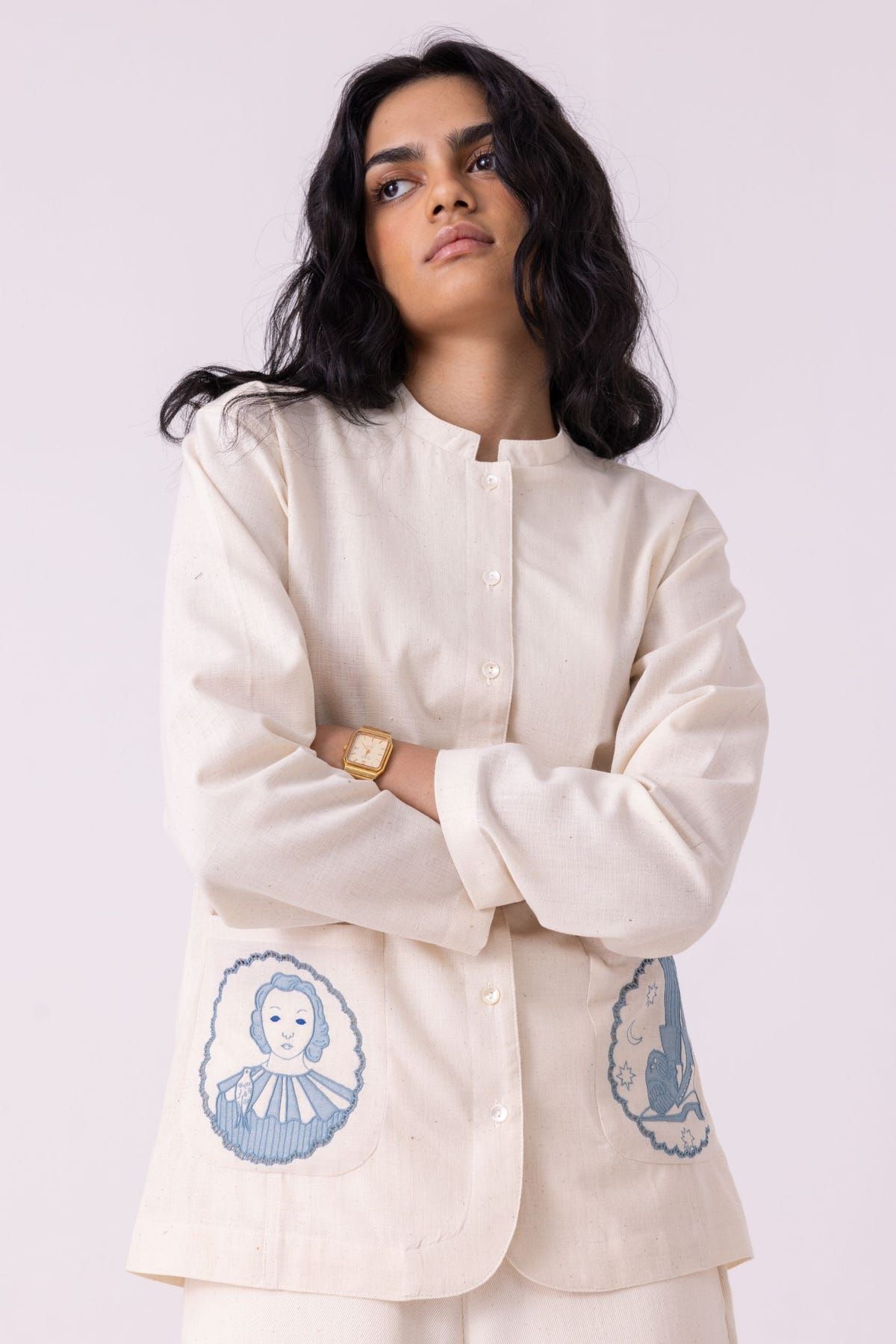 Alma Off White Handwoven Shacket - image 9