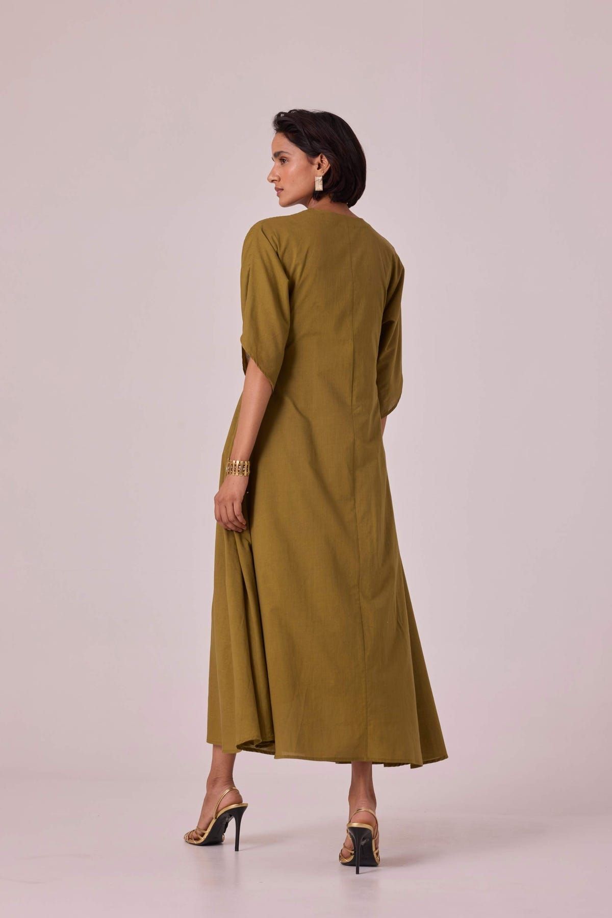 Kamil Olive Embroidered Maxi Dress - image 11