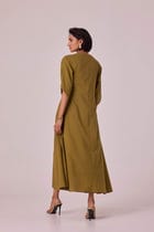 Kamil Olive Embroidered Maxi Dress view 11
