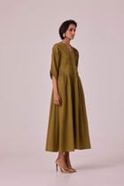 Kamil Olive Embroidered Maxi Dress view 2