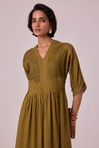 Kamil Olive Embroidered Maxi Dress view 4