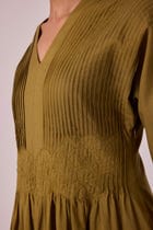 Kamil Olive Embroidered Maxi Dress view 6
