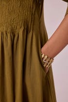 Kamil Olive Embroidered Maxi Dress view 8