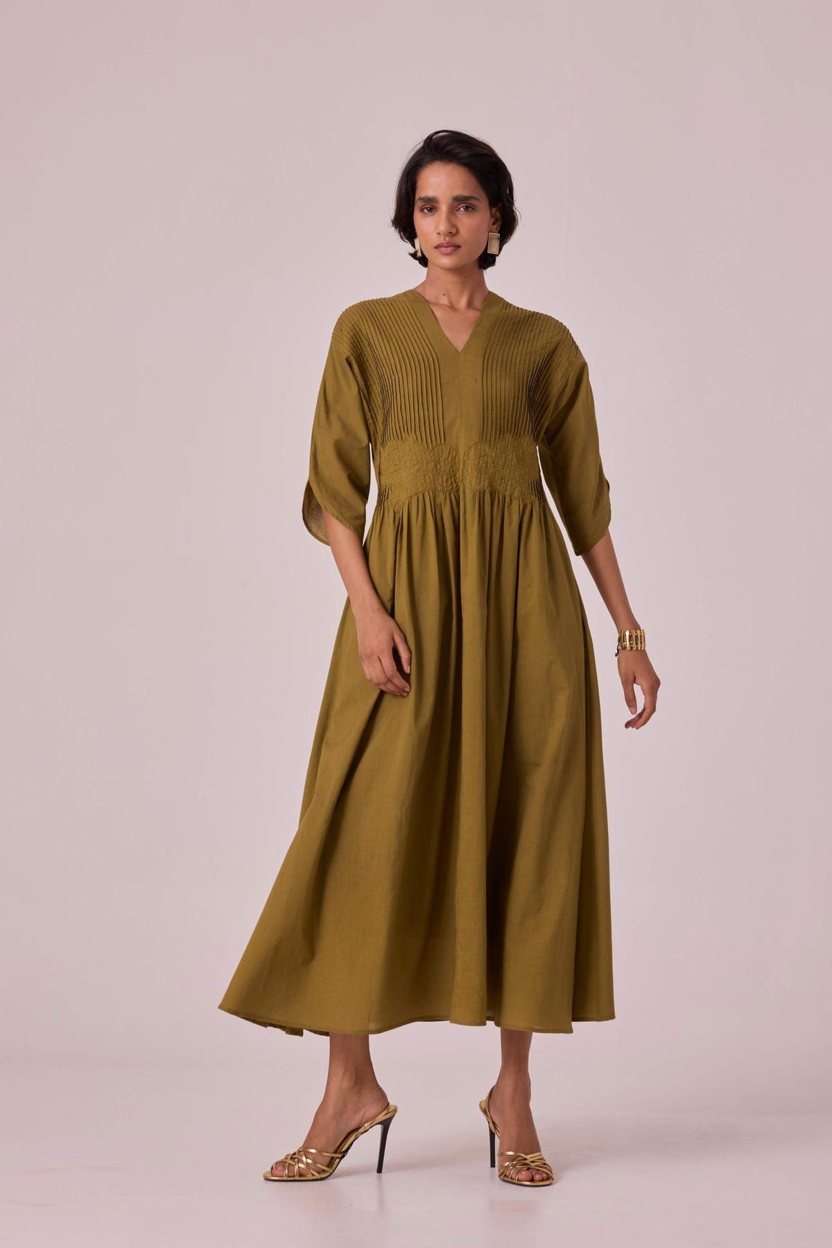 Kamil Olive Embroidered Maxi Dress - image 10