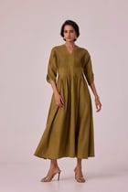 Kamil Olive Embroidered Maxi Dress view 10