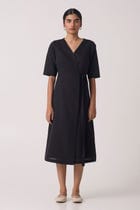 Arandi Black Wrap Dress with Sleeves view 1