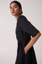 Arandi Black Wrap Dress with Sleeves view 5