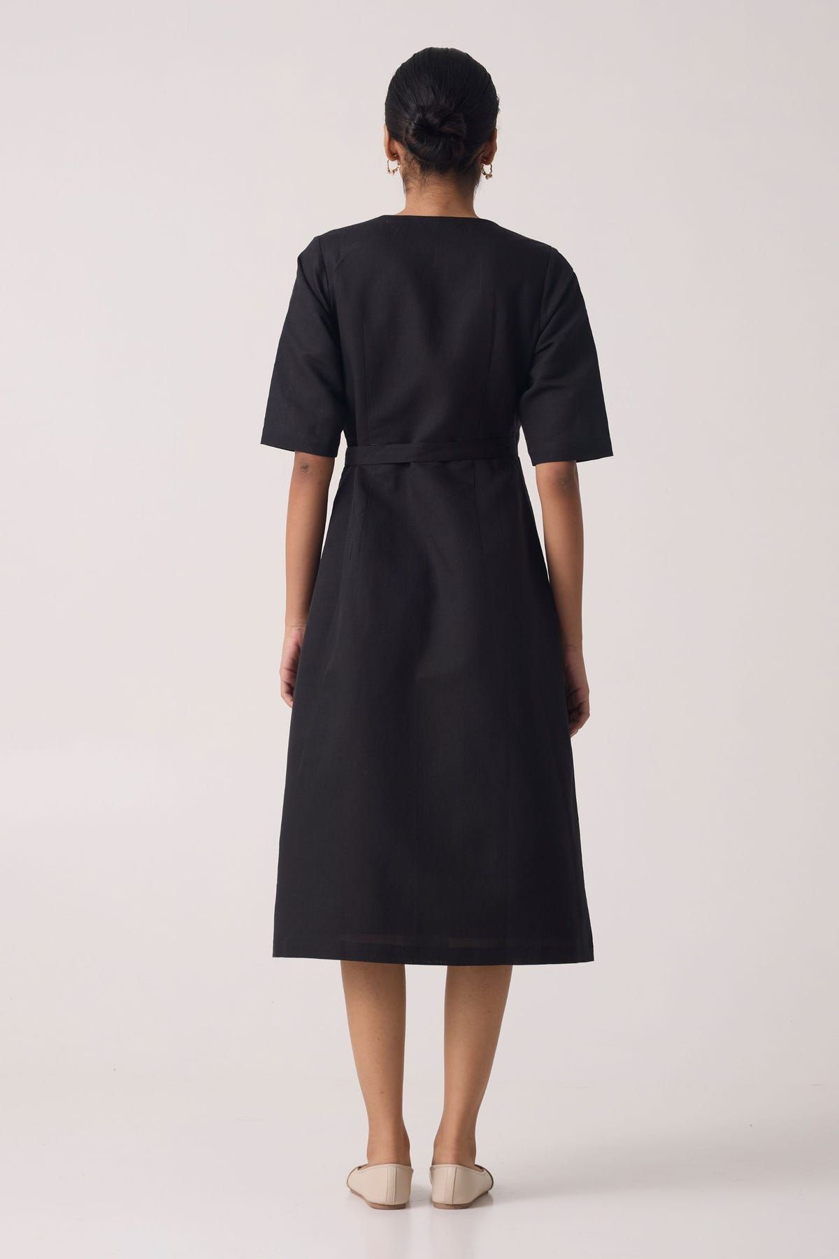 Arandi Black Wrap Dress with Sleeves - image 6