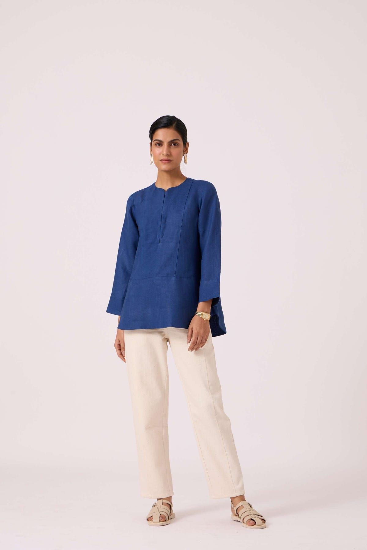 Oceania Ink Blue Linen Top - image 7