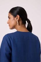 Oceania Ink Blue Linen Top view 9